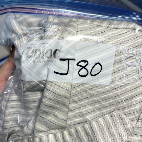 Express Blue Pinstripe Seersucker Blazer Jacket - Size 40/R - Picture 7 of 7